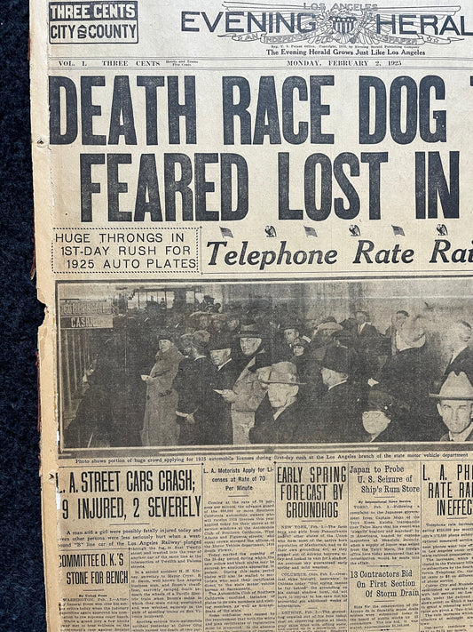 1925 Balto Alaskan Iditarod Race, Husky Dogs Race in Blizzard, Alaska memorabilia souvenirs, Vintage Newspaper, US Wall Decor, Dog Wall Art