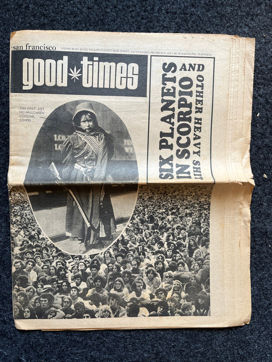 1970s High Times Underground Newspaper, Black Panther Party, Vintage Antique Collectibles, Hippie Grunge Art Gifts, San Francisco Gifts