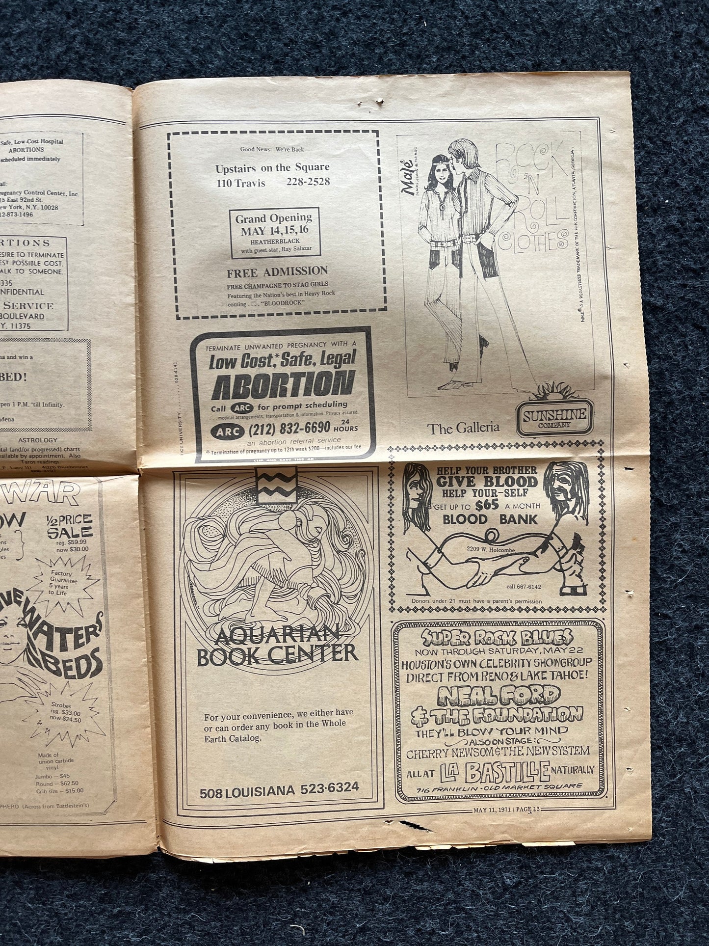 1970s Space City Austin Texas Underground Newspaper, Black Panther Party, Vintage Antique Collectibles, Hippie Grunge Art Gifts,