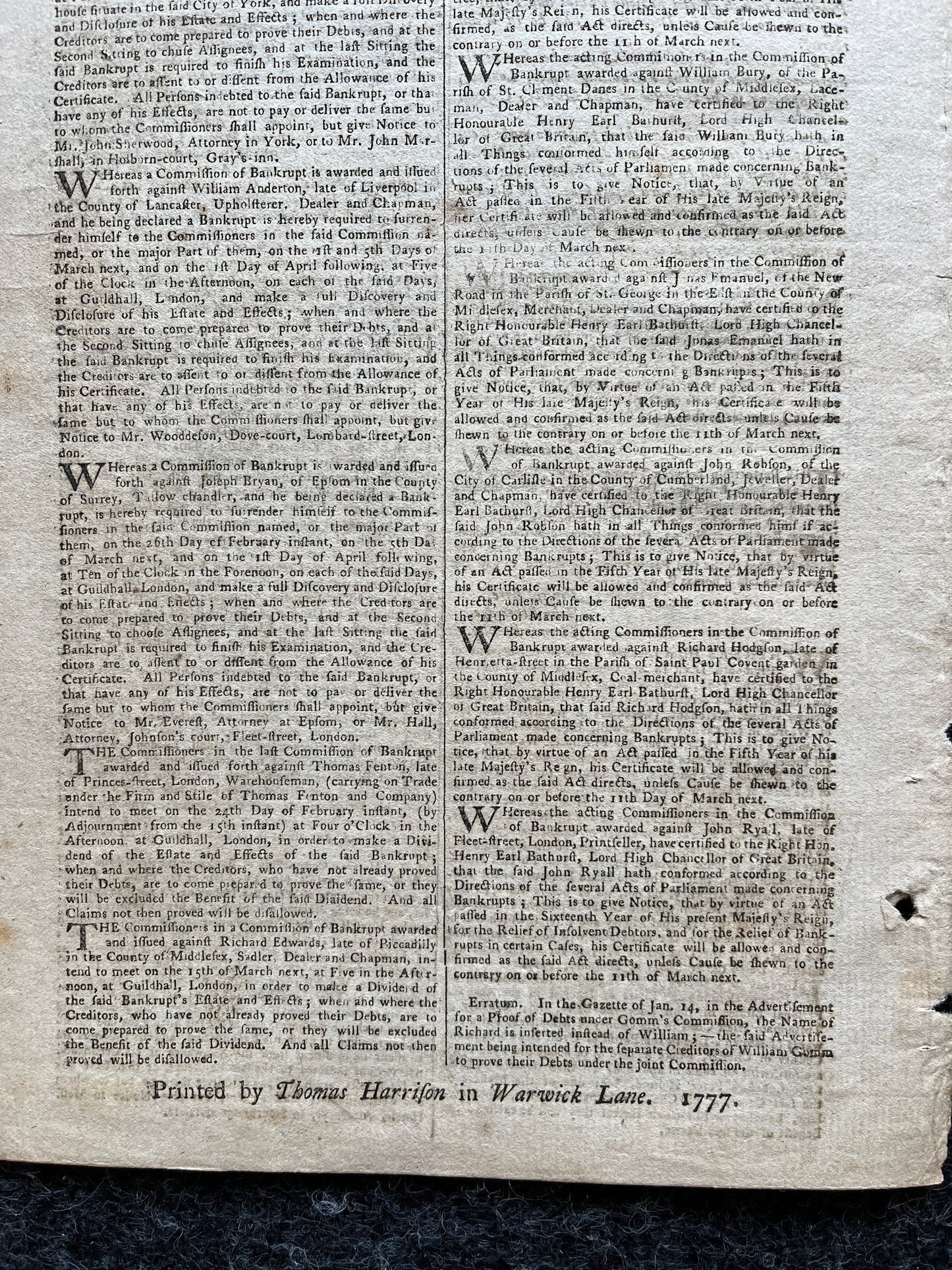 1777 London Gazette, History Wall Art, Original Antique Pamphlet, American President History and Wall Decor, George Washington
