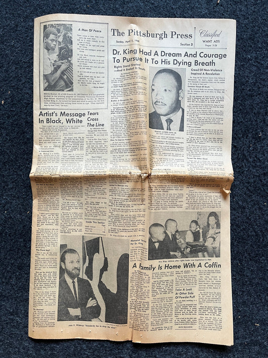 1968 MLK Jr Assassination Newspaper - 3 Days After Death - Vietnam War - Civil Rights Movement - Social Justice - Black Leaders - Race US