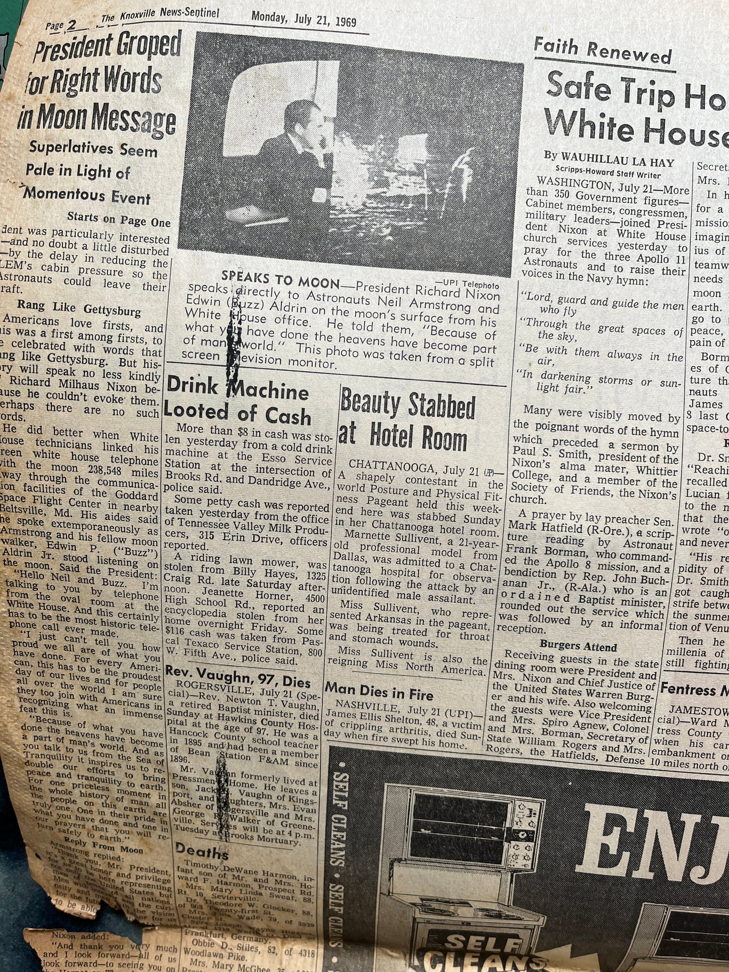 Original Moon Landing Vintage Newspaper - NASA Apollo 11 Program Moonwalk - Space Race Neil Armstrong Buzz Aldrin - Gifts For Nerds, Space A