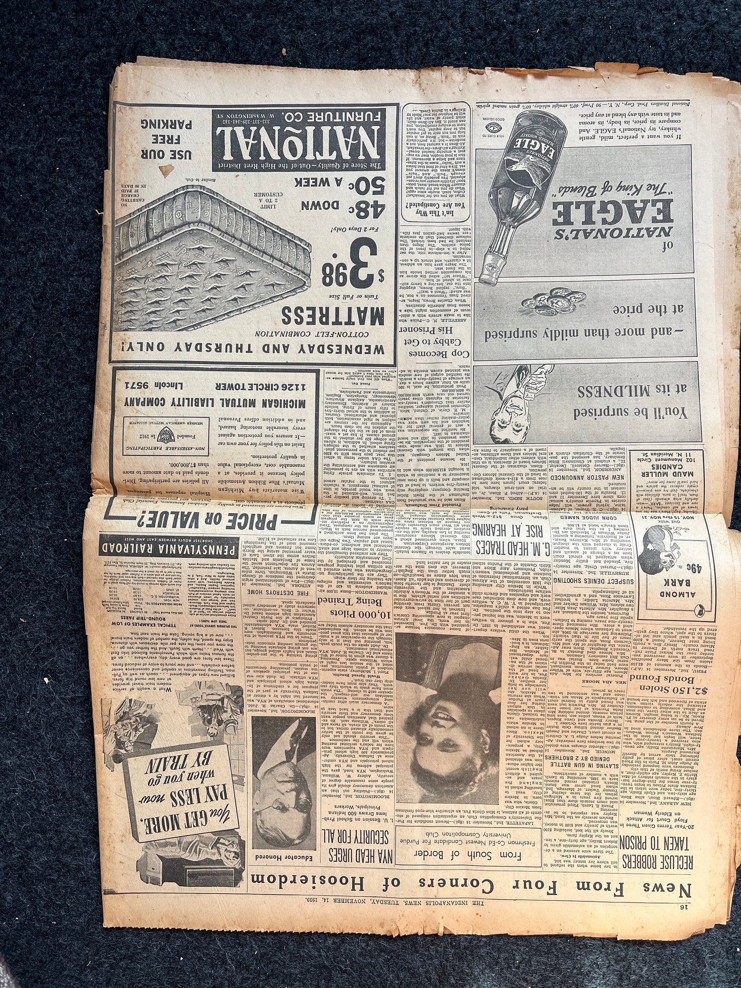 1939 Al Capone Connected to Agents Death, True Crime American History, Vintage Newspaper and History