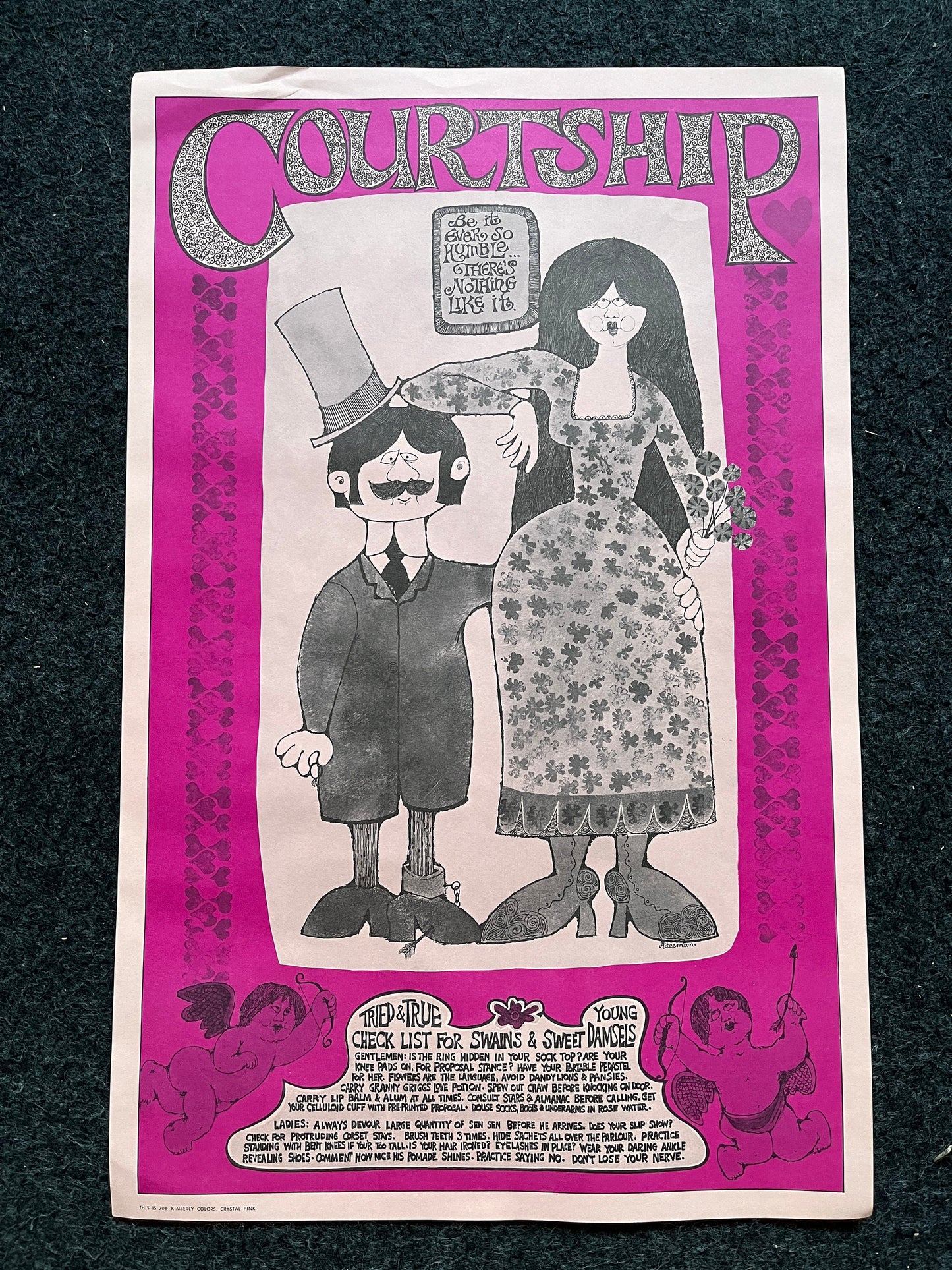 Vintage Dating John Hitesman Lithograph Poster 1960's MCM Wall Decoration, Vintage Gifts, Housewarming Gifts, Mid Century Modern Wall