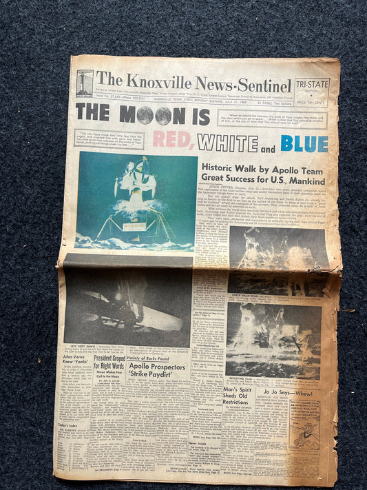 Original Moon Landing Vintage Newspaper - NASA Apollo 11 Program Moonwalk - Space Race Neil Armstrong Buzz Aldrin - Gifts For Nerds, Space A