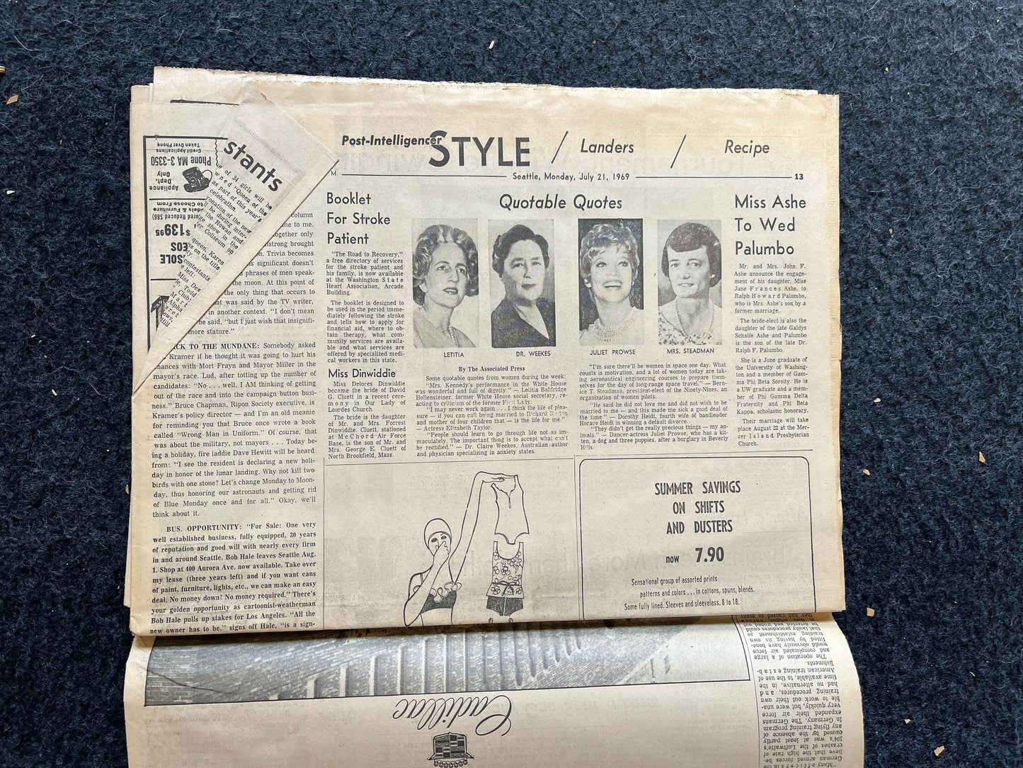 Original Moon Landing Vintage Newspaper - NASA Apollo 11 Program Moonwalk - Space Race Neil Armstrong Buzz Aldrin - Gifts For Nerds, Space A