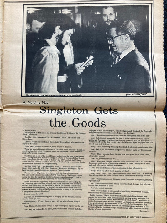 1970s Space City Houston Texas Underground Newspaper, Black Panther Party, Vintage Antique Collectibles, Hippie Grunge Art Gifts,