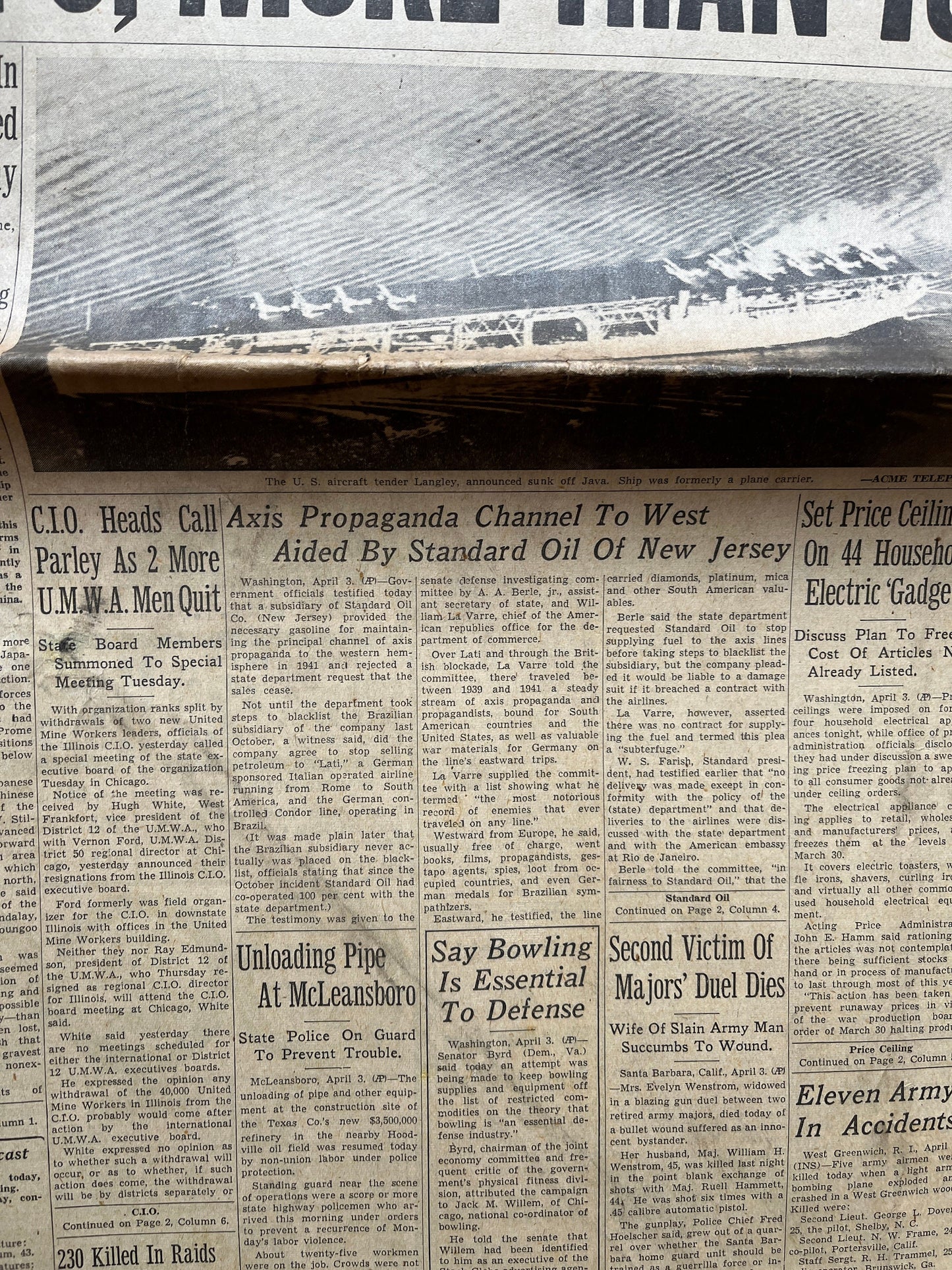 1942 Battle of Indian Ocean, WW2 Navel Memorabilia, WW2 Memorabilia Original World War 2 Newspaper - Pacific Theatre Philippines History