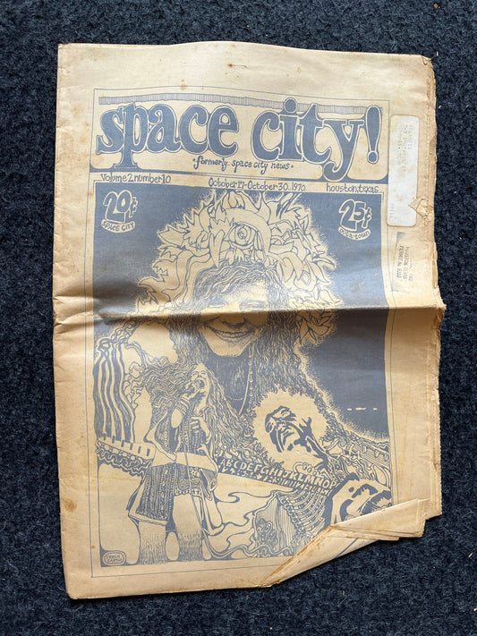 1970s Space City Houston Texas Underground Newspaper, Black Panther Party, Vintage Antique Collectibles, Hippie Grunge Art Gifts,
