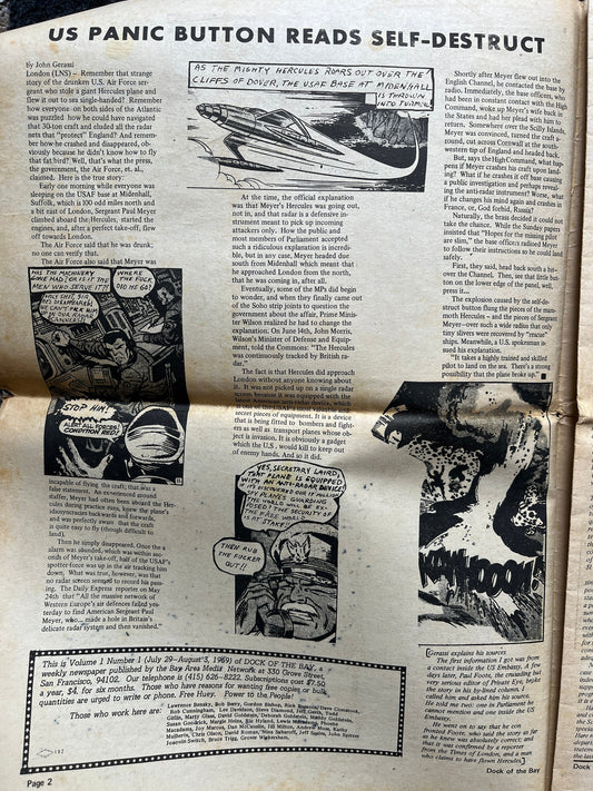 1970s San Francisco Underground Newspaper, Black Panther Party, Vintage Antique Collectibles, San Francisco Gifts, TransAmerica Tower