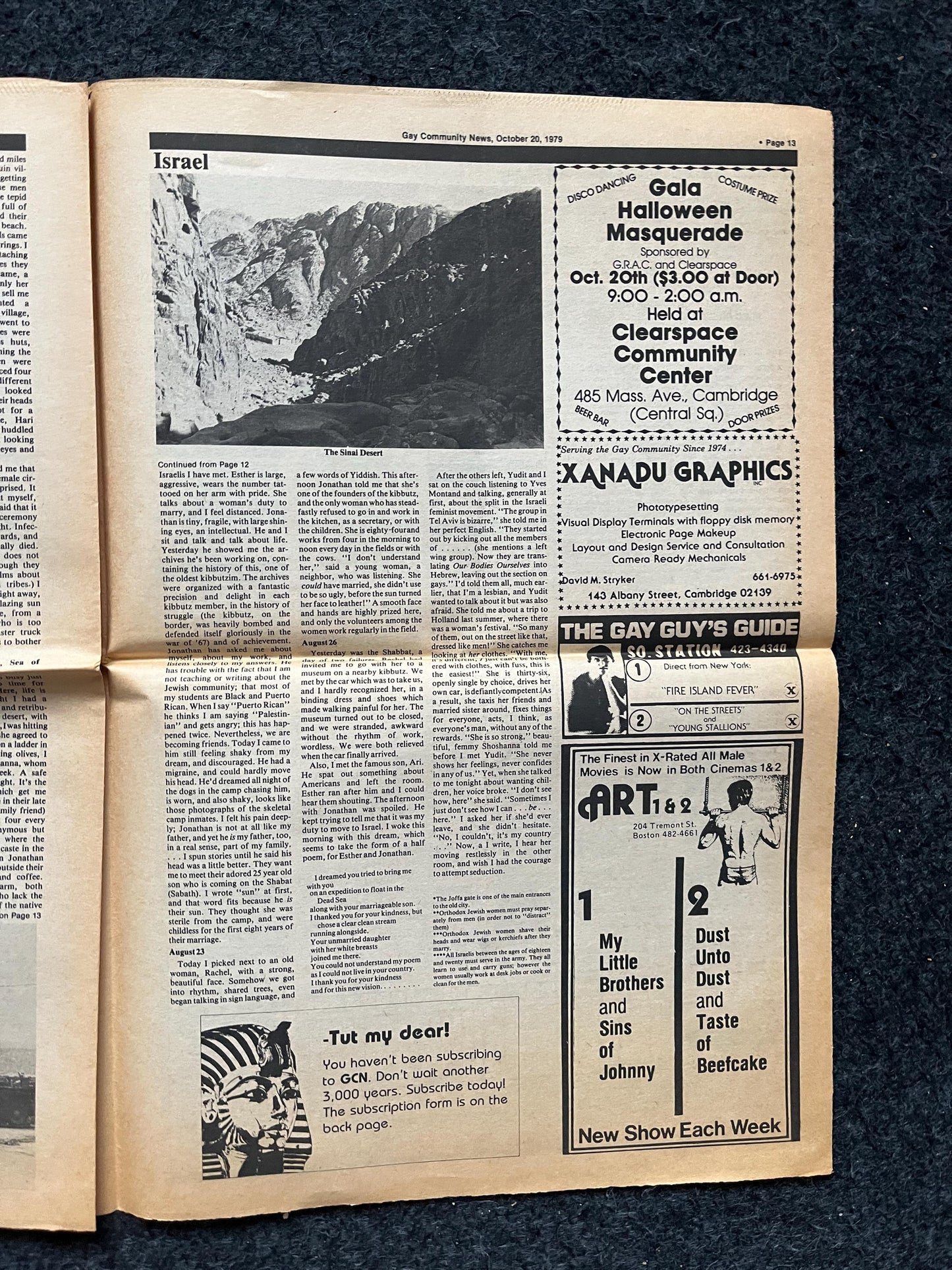 1980s Israel Jewish LGBT Newspaper, LGBTQIA Memorabilia, Queer Gifts Artworks, Lesbian gift, Trans Rights, Gay Books Magazines,