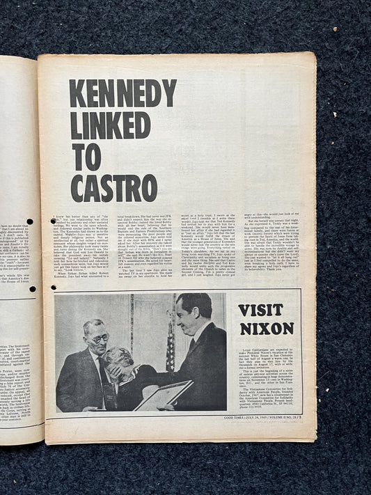 1969 Anti Nixon Newspaper, Vintage Zine, Good Times Newspaper Black Panther Party, Vintage Antique Collectible, San Francisco Woodstock