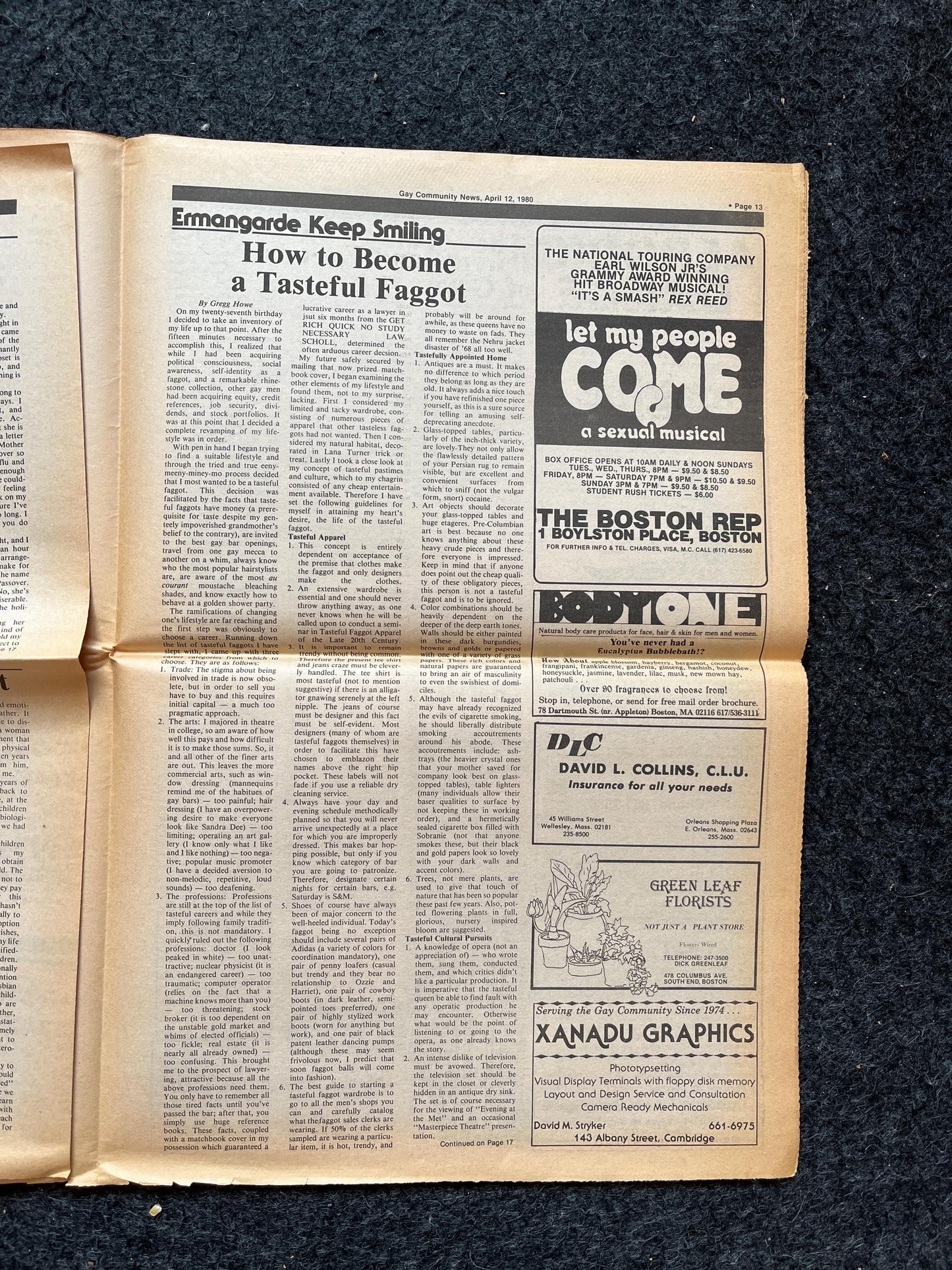 1980s LGBT Newspaper, LGBTQIA Memorabilia, Queer Gifts Artworks, Lesbian gift, Underground Newspaper, Gay Books Magazines, Boston History