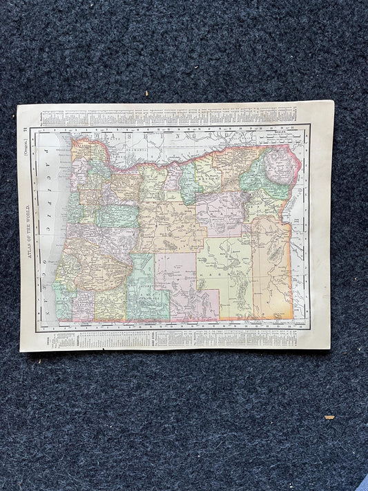1890s Washington & Oregon, Original Atlas Maps, Vintage Wall Decor, Collectible Wall Art, Vintage Maps, Antique Gifts for Him,