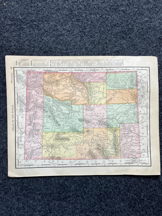 1890s Utah & Wyoming, Original Atlas Maps, Vintage Wall Decor, Collectible Wall Art, Vintage Maps, Antique Gifts for Him,