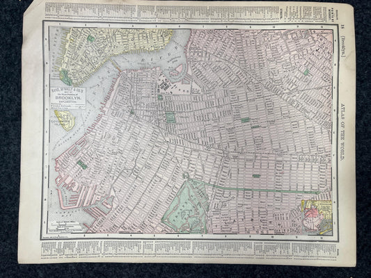Original 1890s Map of New York City & Brooklyn, NYC Souvenirs, Vintage Wall Decor, Collectible Wall Art, Vintage Maps, Antique Gifts for Him