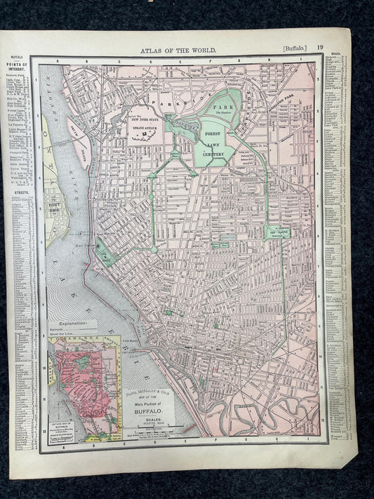 1890s Buffalo & New Jersey Map, Original Atlas Maps, Vintage Wall Decor, Collectible Wall Art, Vintage Maps, Antique Gifts for Him,