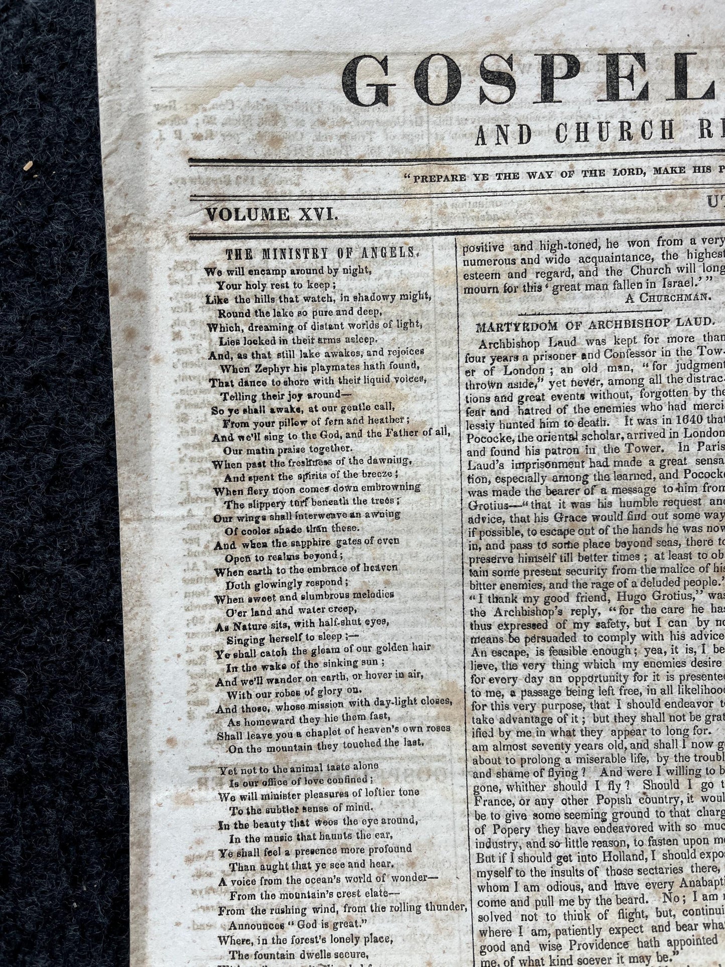 1840s Christian Religious Newspaper, Original Christian Memorabilia, Jesus Prayer and Protestant Wall Decor, Evangelical Art Decor, Catholic