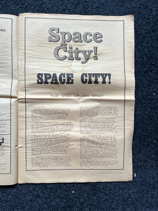 1970s Houston Texas Underground Newspaper The Mockingbird, Houston Far-Left Newspaper, Vintage Newspaper, Texas Wall Decor, Lone Star State,