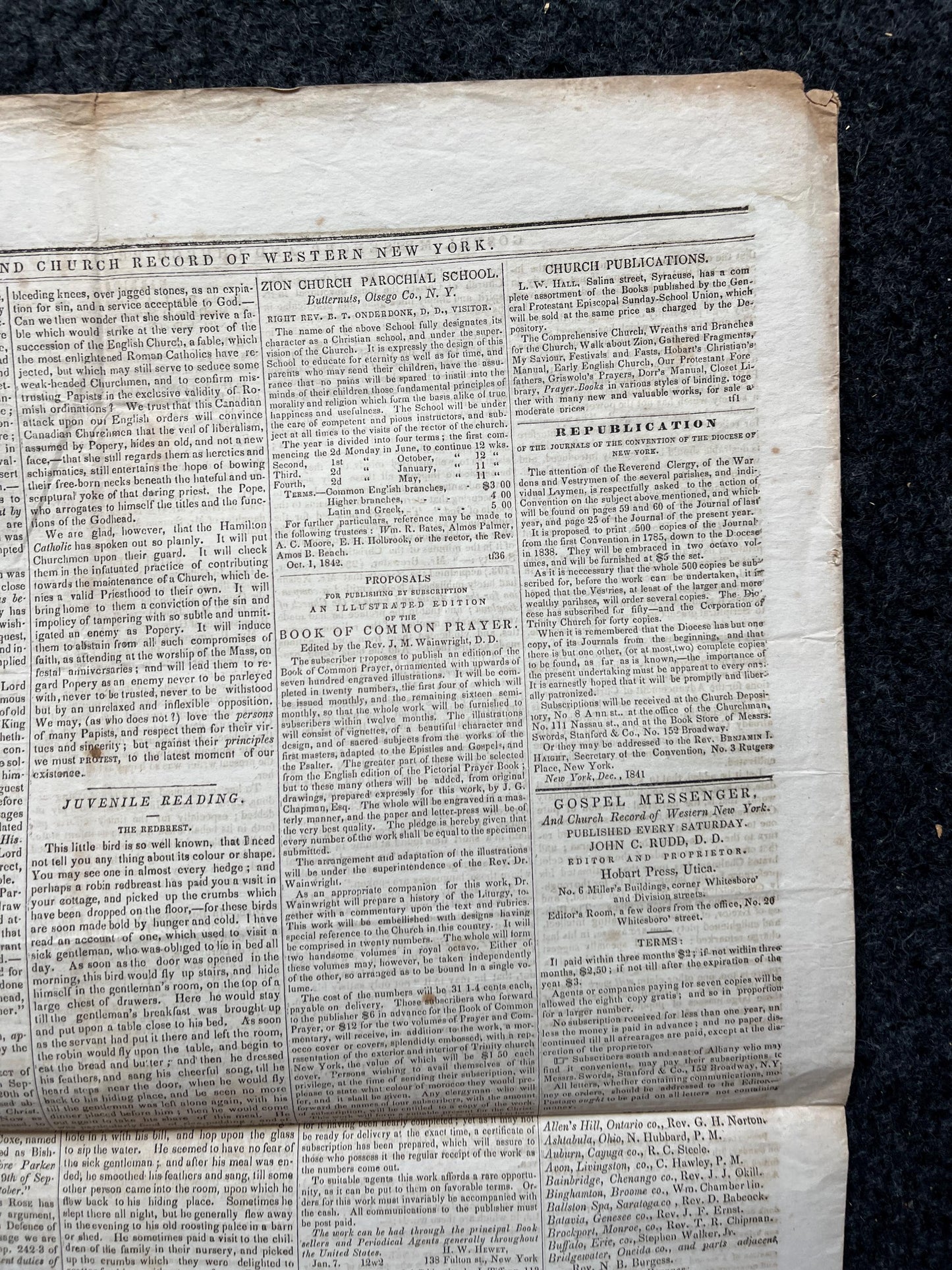 1840s Christian Religious Newspaper, Original Christian Memorabilia, Jesus Prayer and Protestant Wall Decor, Evangelical Art Decor, Baptist