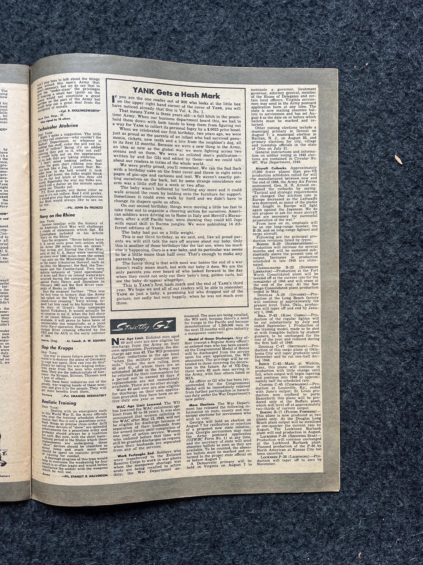 1945 Easy Company Eagles Nest  WW2 Yank Magazine Collectible Military Magazine Memorabilia, Gifts for Him, Anniversary Gifts Wall Decoration