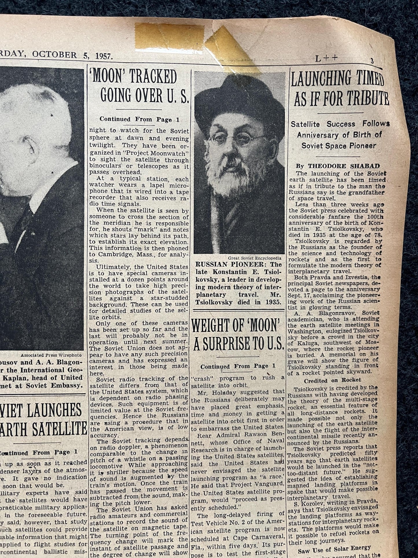 1957 Sputnik Launch New York Times - Day Of USSR Space Race Cosmonauts - USA Apollo Program Space Program - Space History Vintage Newspaper