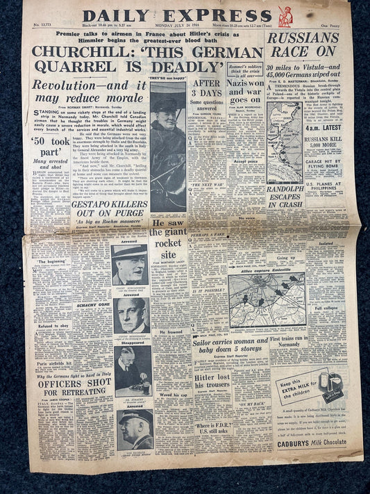 1945 German Coup Luftwaffe, Feminism, Late WW2 European Theatre Newspaper - Original Vintage World War 2 Memorabilia, Dad Gifts