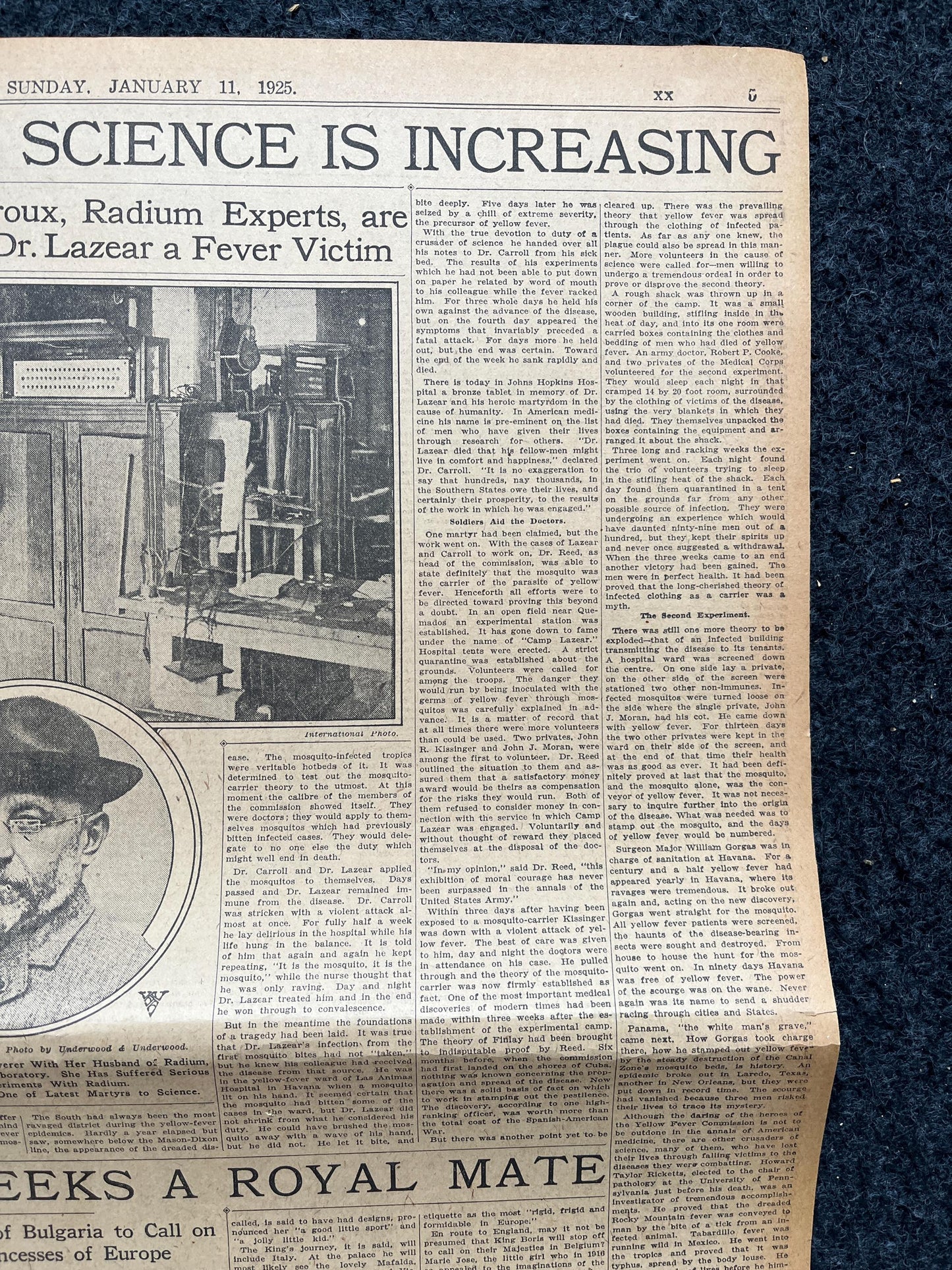 1925 Maria Curie Science Martyr and Radiation Research, Engineering Gifts, Science Education Gifts, Medical Curios, Vintage Newspaper,