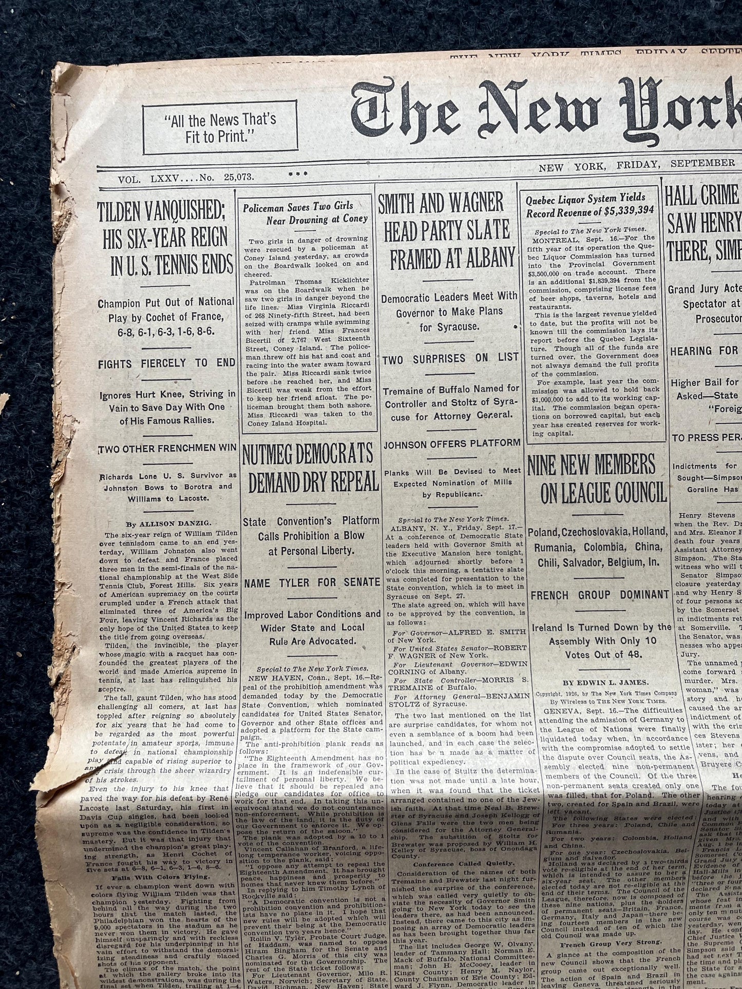 1926 Banker Rosenthal Murder by Bandits, Original Vintage Newspaper, Great Depression Gangster Collectible, Man Cave Bar Arts, Gifts for Him