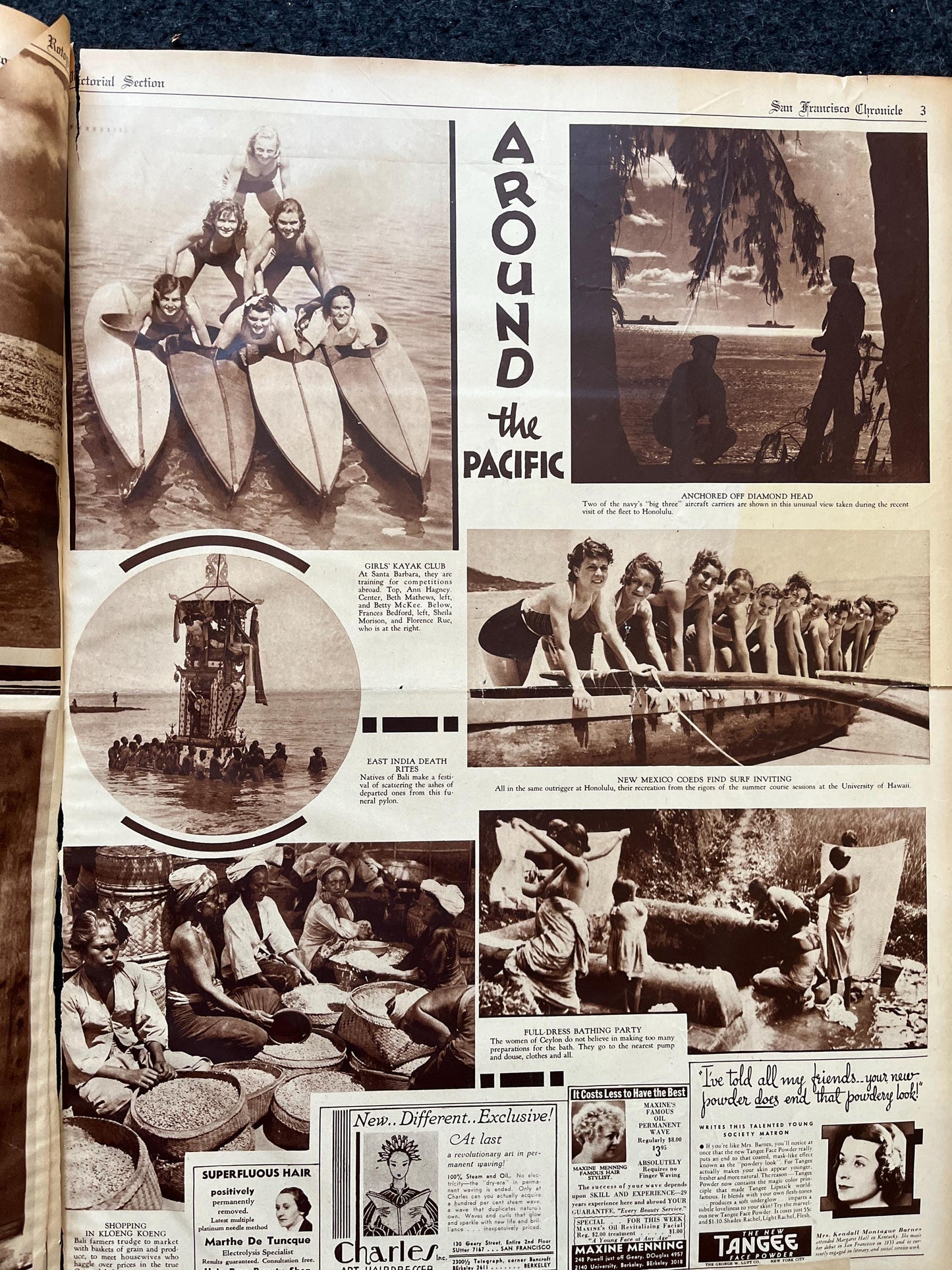 1936 SF Nightlife and Bridges, San Francisco Souvenirs, Celebration of SF Pride History, Bay Area Bridge, vintage Newspaper