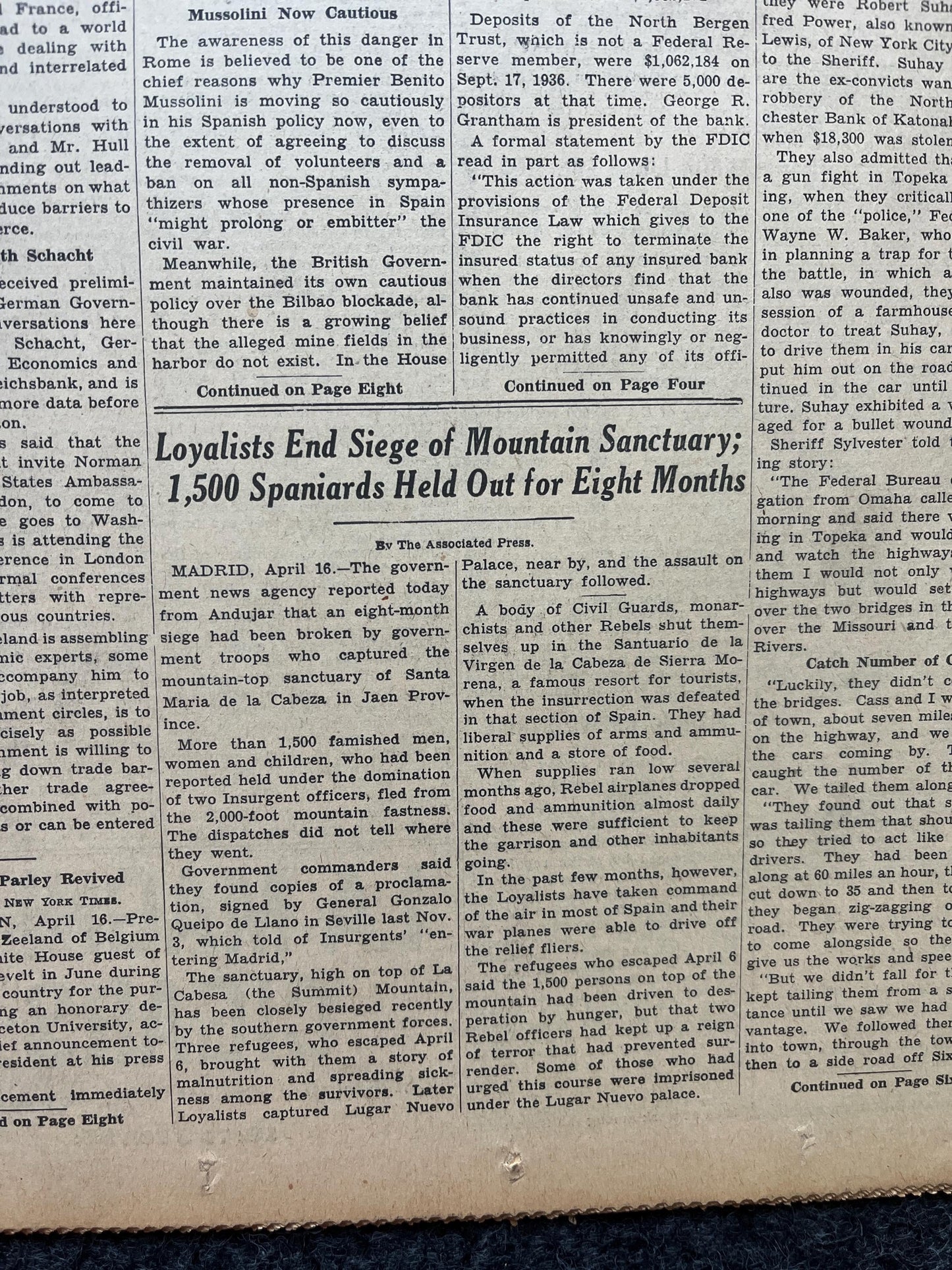 1936 Katonah Bandits Captured In Nebraska Original Vintage Newspaper, Great Depression Gangster Collectible, Man Cave Bar Art, Gift for Him