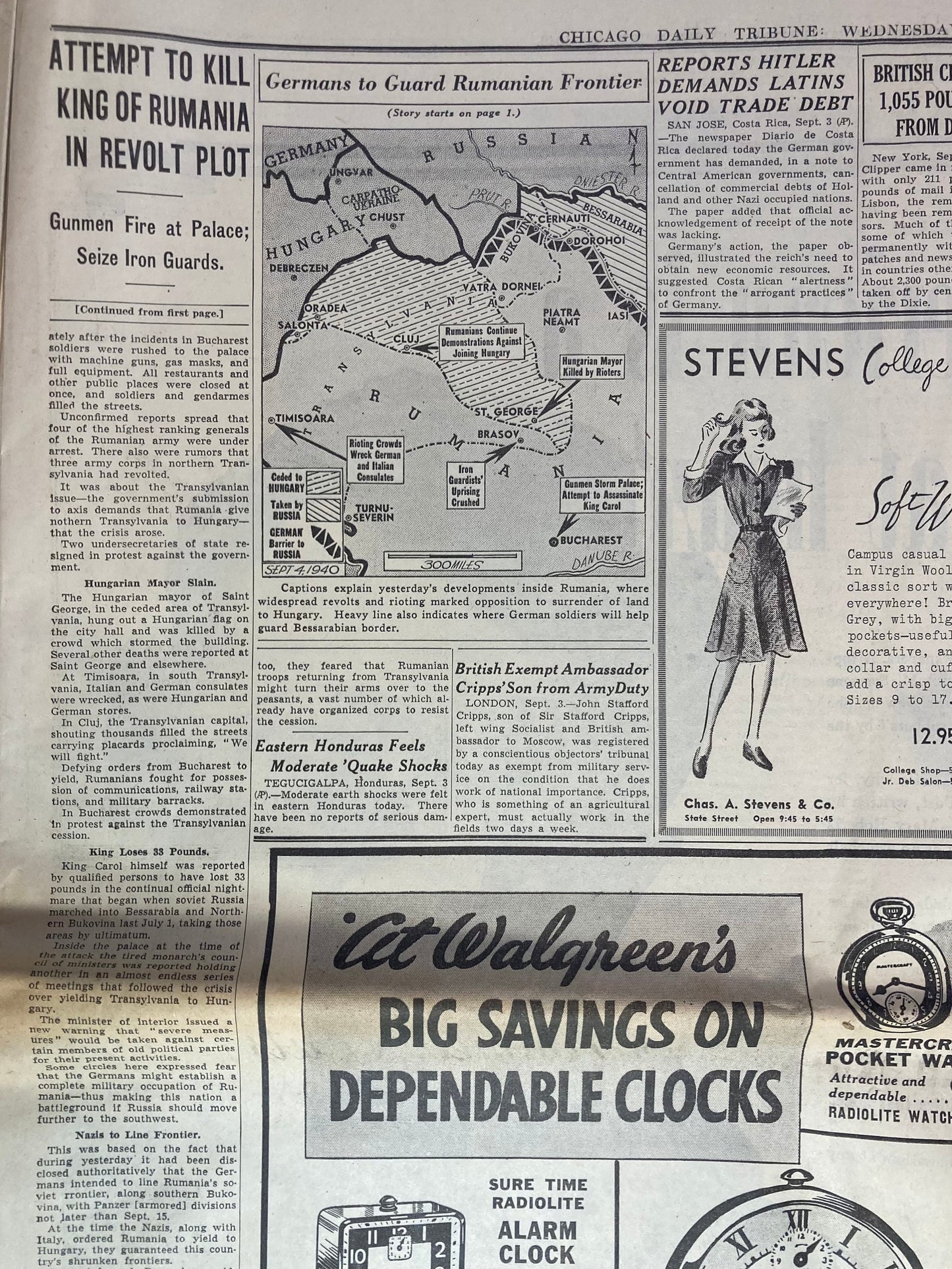 1940 King Carol II Assassination Attempt – WW2 Romanian History – Original Vintage Newspaper World War 2 Memorabilia