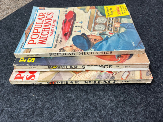 Vintage 1950s Popular Mechanics - Vintage Car Advertisements Car Art -Educational Paperbacks