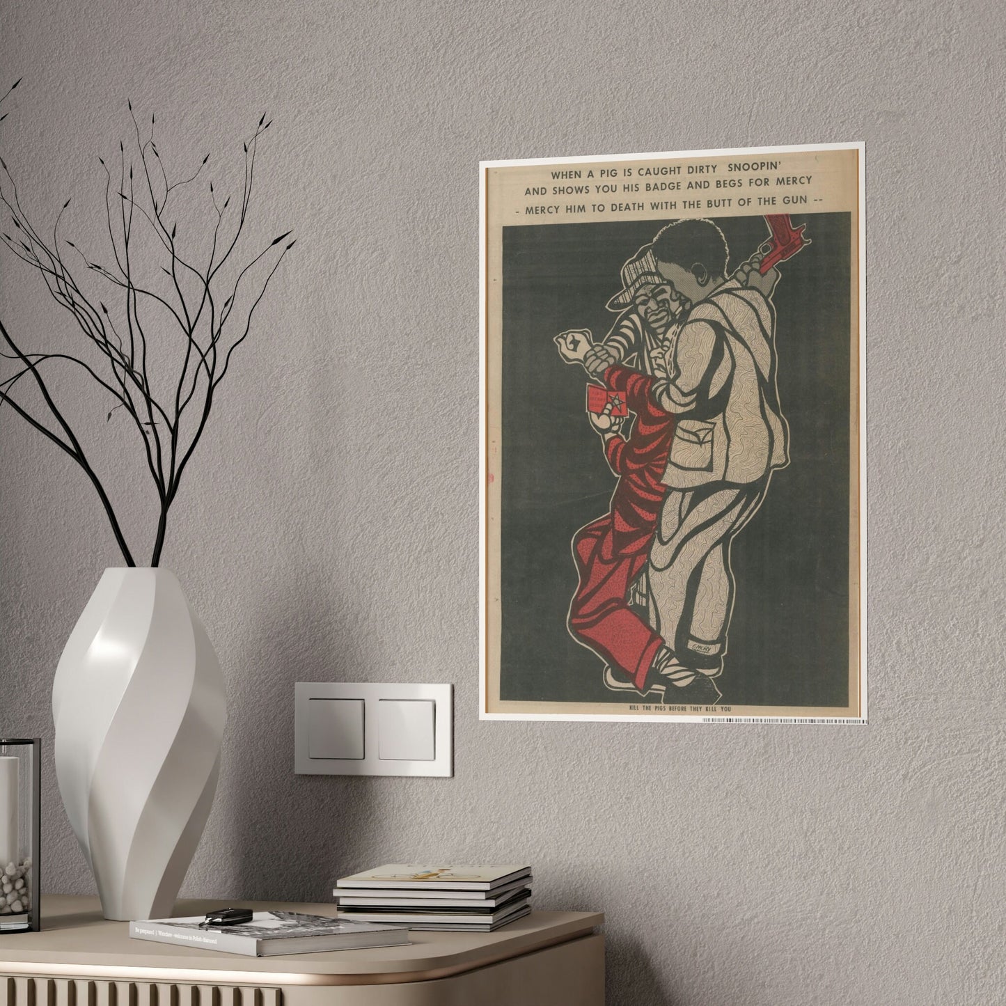1971 Black Panther ACAB Emory Douglass Wall Decor, Reproduction, Black History
