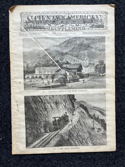 1800s Railroad Train Memorabilia,Artwork Decor, Engineering Gifts, Scientific America, Science Education Wall Decor Gifts, Vintage Newspaper