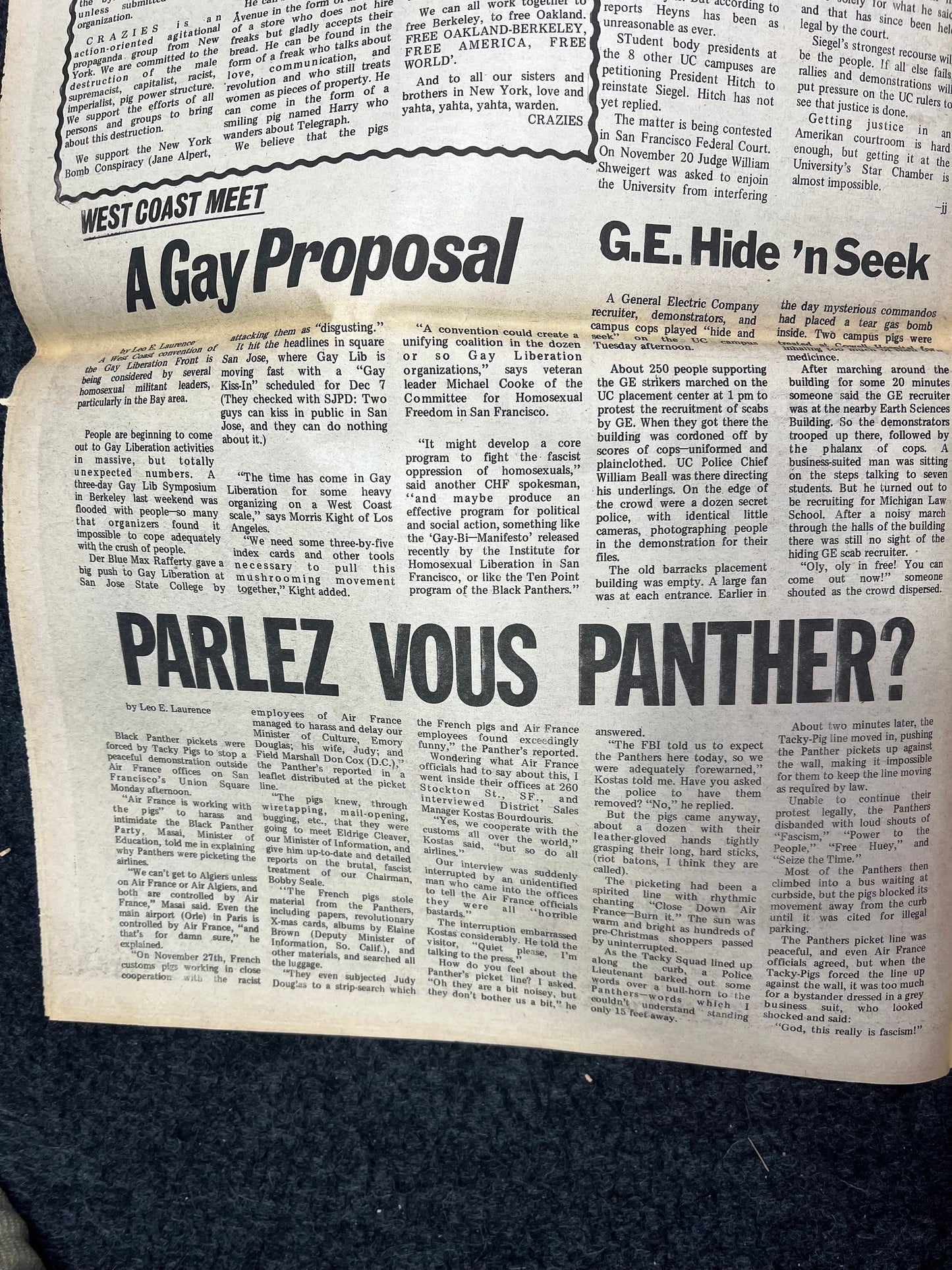 1970s Berkeley Tribe CounterCulture, Black Panther Party, Underground Newspaper, Vintage Newspaper, San Francisco California