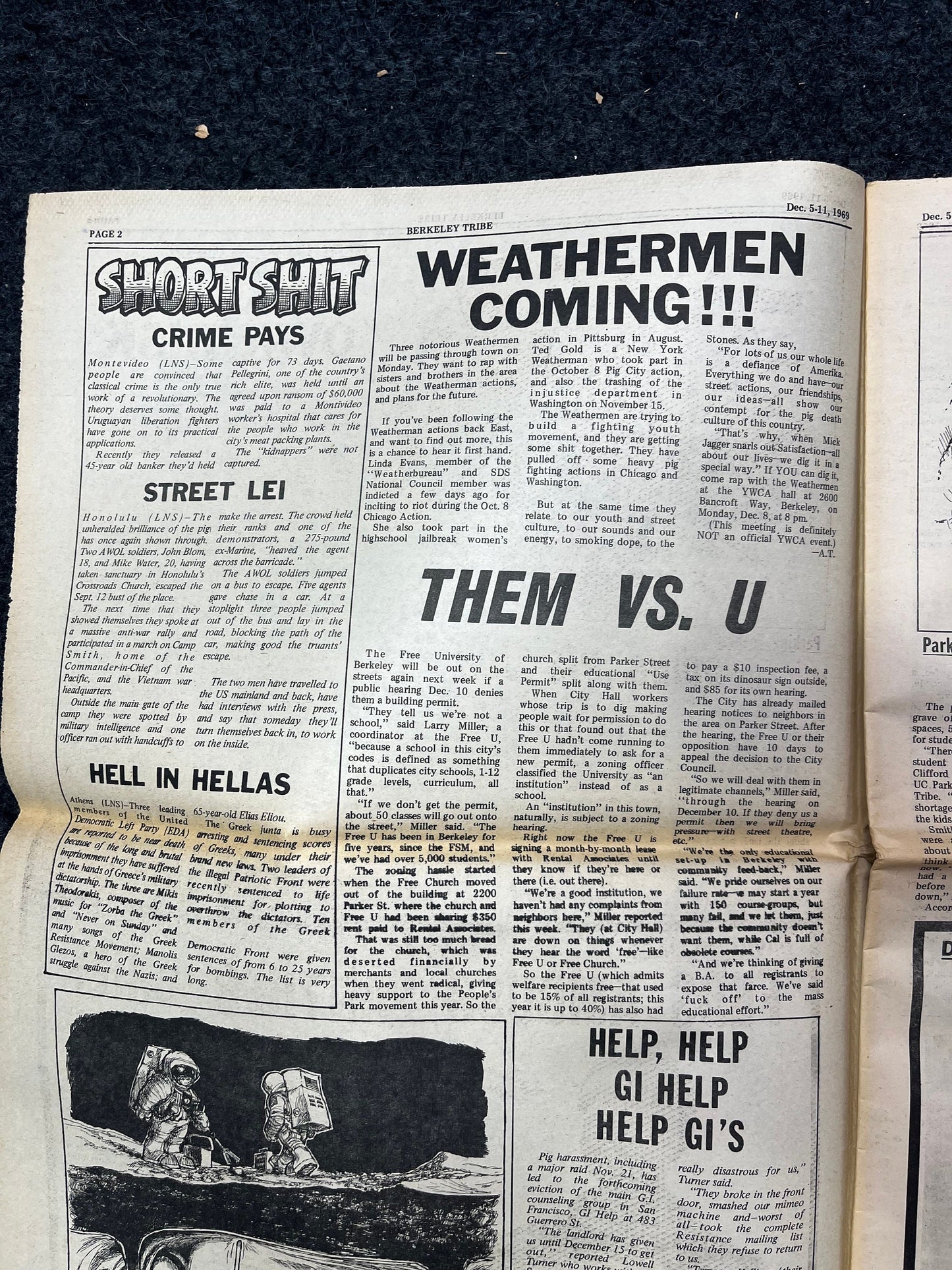1970s Berkeley Tribe CounterCulture, Black Panther Party, Underground Newspaper, Vintage Newspaper, San Francisco California