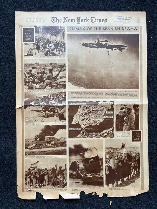 1936 Spanish Civil War Rebels Attwck Barcelona, Vintage Newspaper, Republicans and Nationalists Spanish History, Francisco De Franco