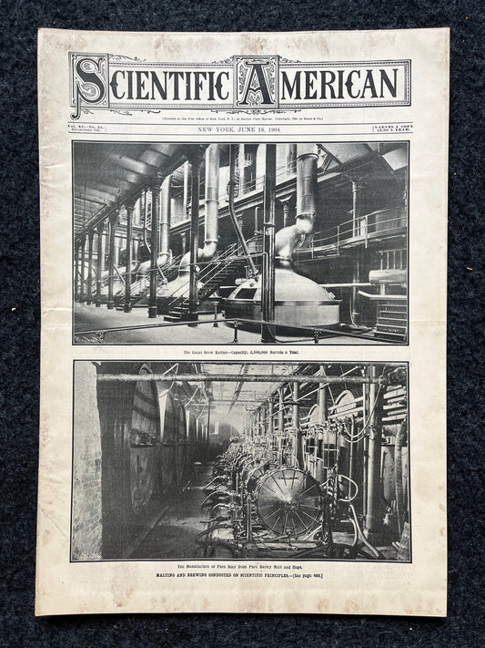 1905 Vintage Brewing Brewery Decor, Beer Gifts, Whiskey Gifts Decor, Microbrew Gifts, Scientific America Newspaper, Science Education Gift