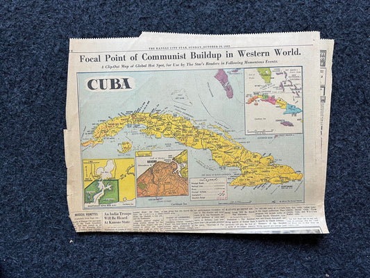 1962 Cold War Cuban Missile Crisis - Russian Warships Travel To Cuba - US Blockade - Vintage Original Newspaper - Red Scare USSR Soviet Unio