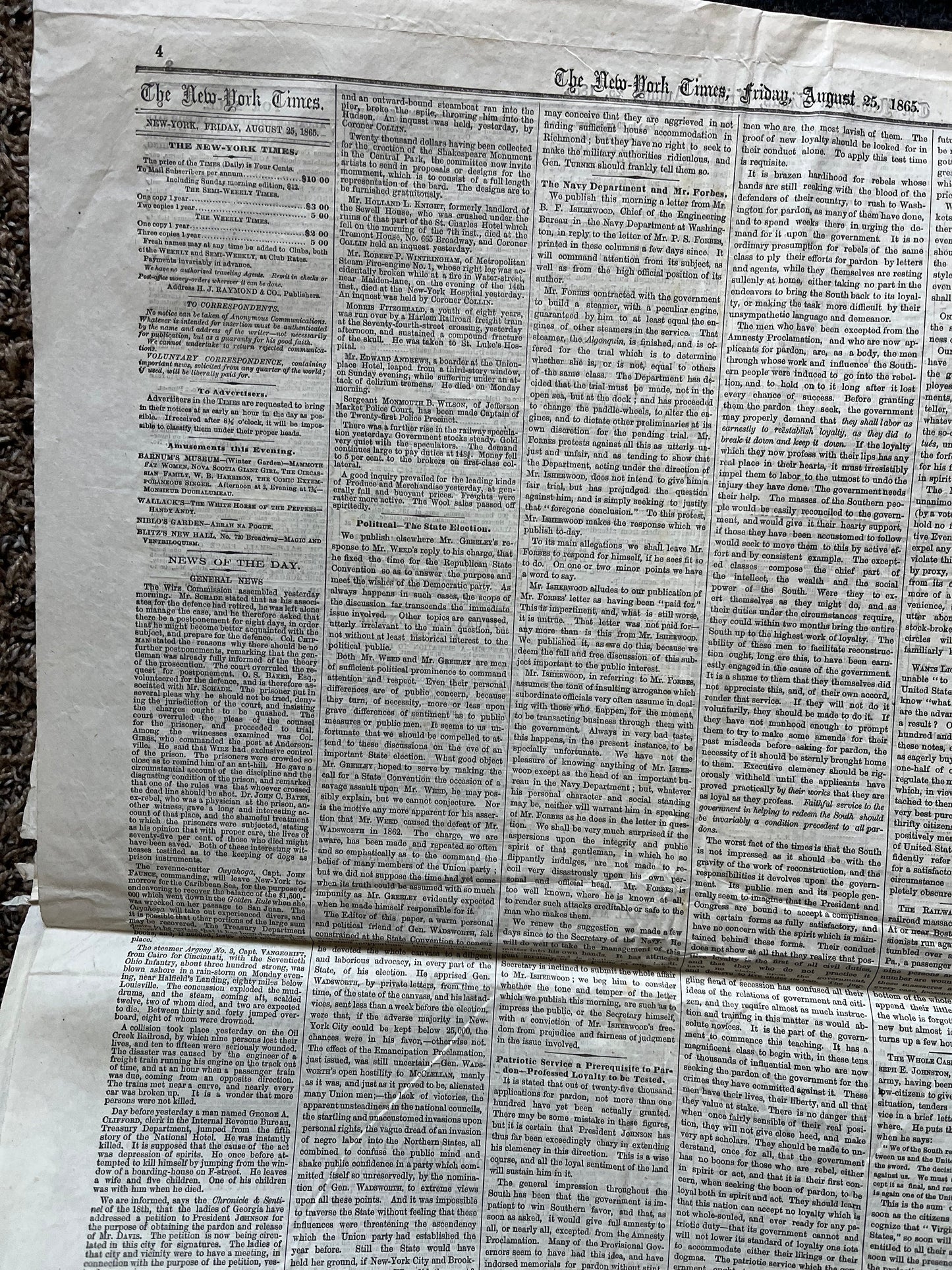 Original 1865 Trial of Captain Wirz, US Civil War Memorabilia, Military Memorabilia Gifts