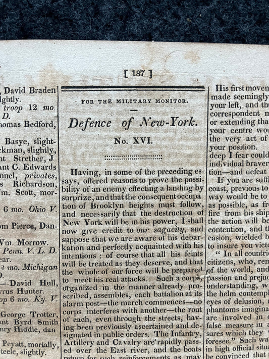 1813 US War of 1812 Original Newspaper, American Military Gifts Vintage United States History, Andrew Jackson Great Britain Battle of Orlean