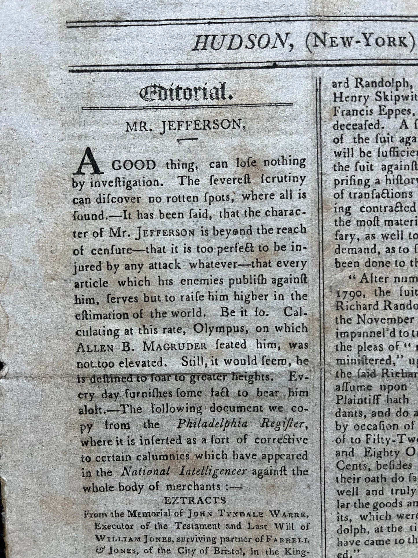 US War of 1812 Day After Declaration of War Original Newspaper, American Military Gifts Vintage United States History, Andrew Jackson