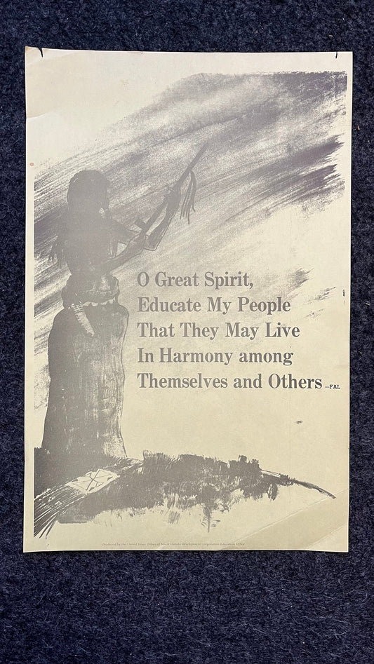 1970s Vic Runnels Native American Education Posters, Sioux Indian Tribe South Dakota Artwork, Indian Artwork and Wall Decor, Education Gifts