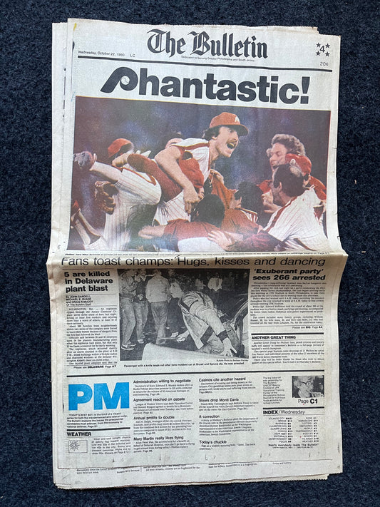 1980 Philadelphia Wins World Series of Baseball, Vintage Baseball memorabilia, Sports Collectibles and Gifts, Wall Decor for Sports fans