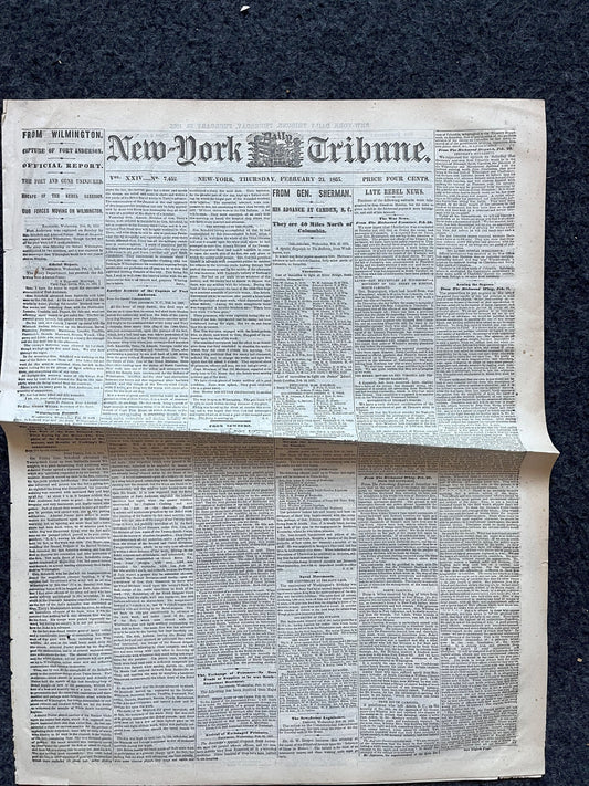 1865 Sherman Burns Camden South Carolina, Civil War Original Newspaper, History Memorabilia Gift, Gifts for Dad, Vintage Collectibles,