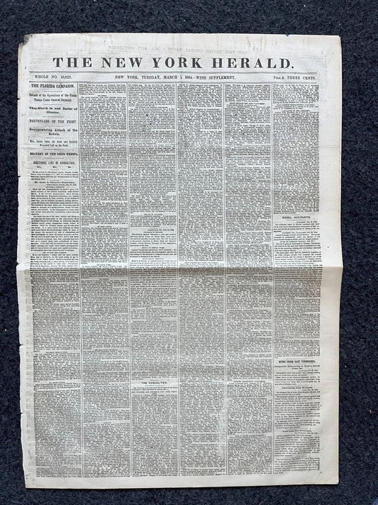 1864 Battle of Olustee American History, Civil War Newspaper Original Newspaper, History Memorabilia Gifts, Unique Gifts Nerdy, Oklahoma Art