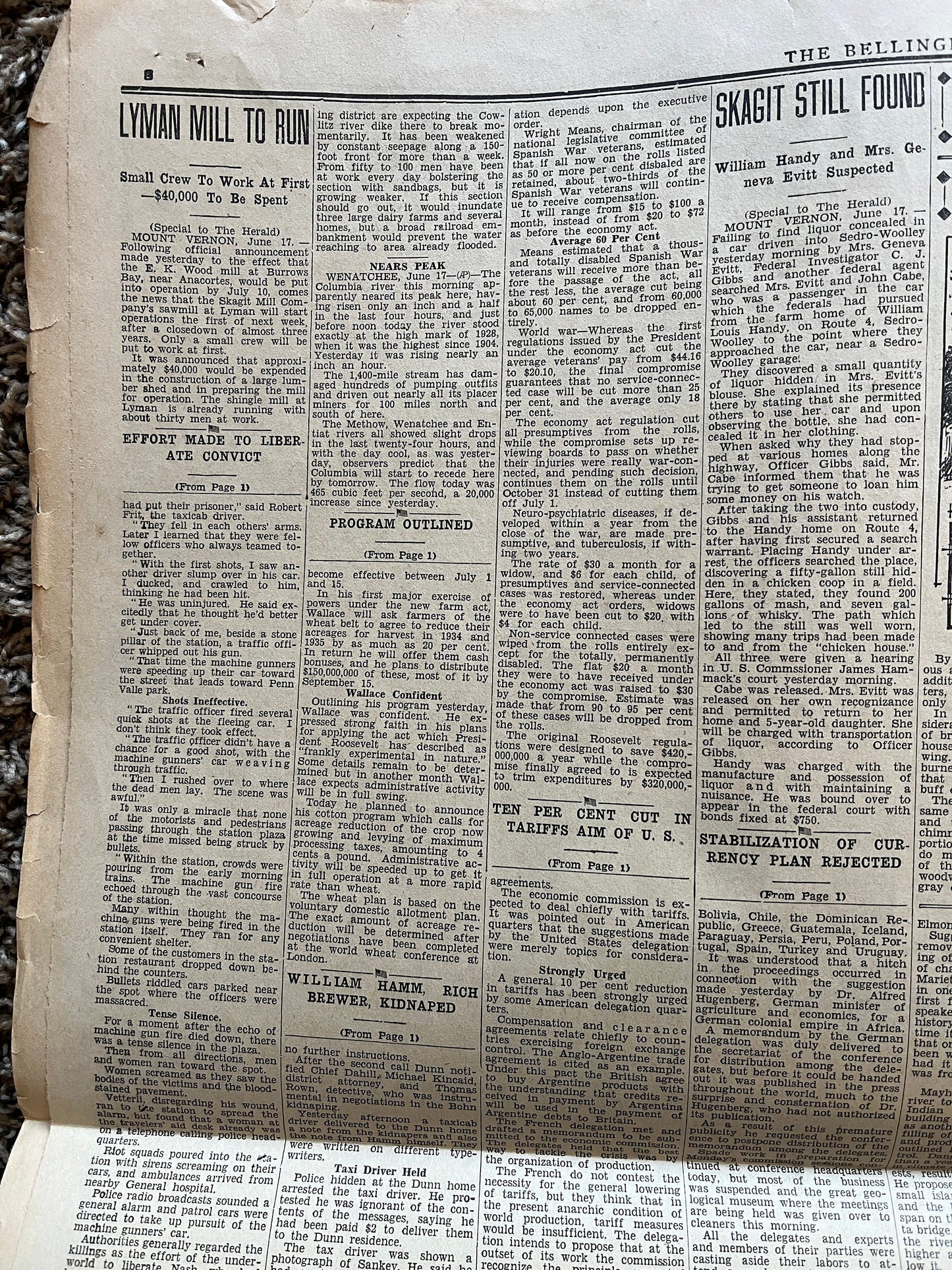 Authentic KC Massacre 1933 Newspaper, John Dillinger Fbi, Kansas City Memorabilia Souvenirs, True Crime Memorabilia, Bar Mancave Gifts
