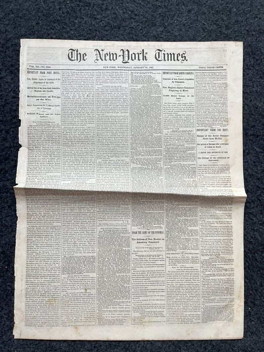 1863 Black Regiments under General Hunter, Civil War Original Newspaper, History Memorabilia Gift, Gifts for Dad, Vintage Collectibles