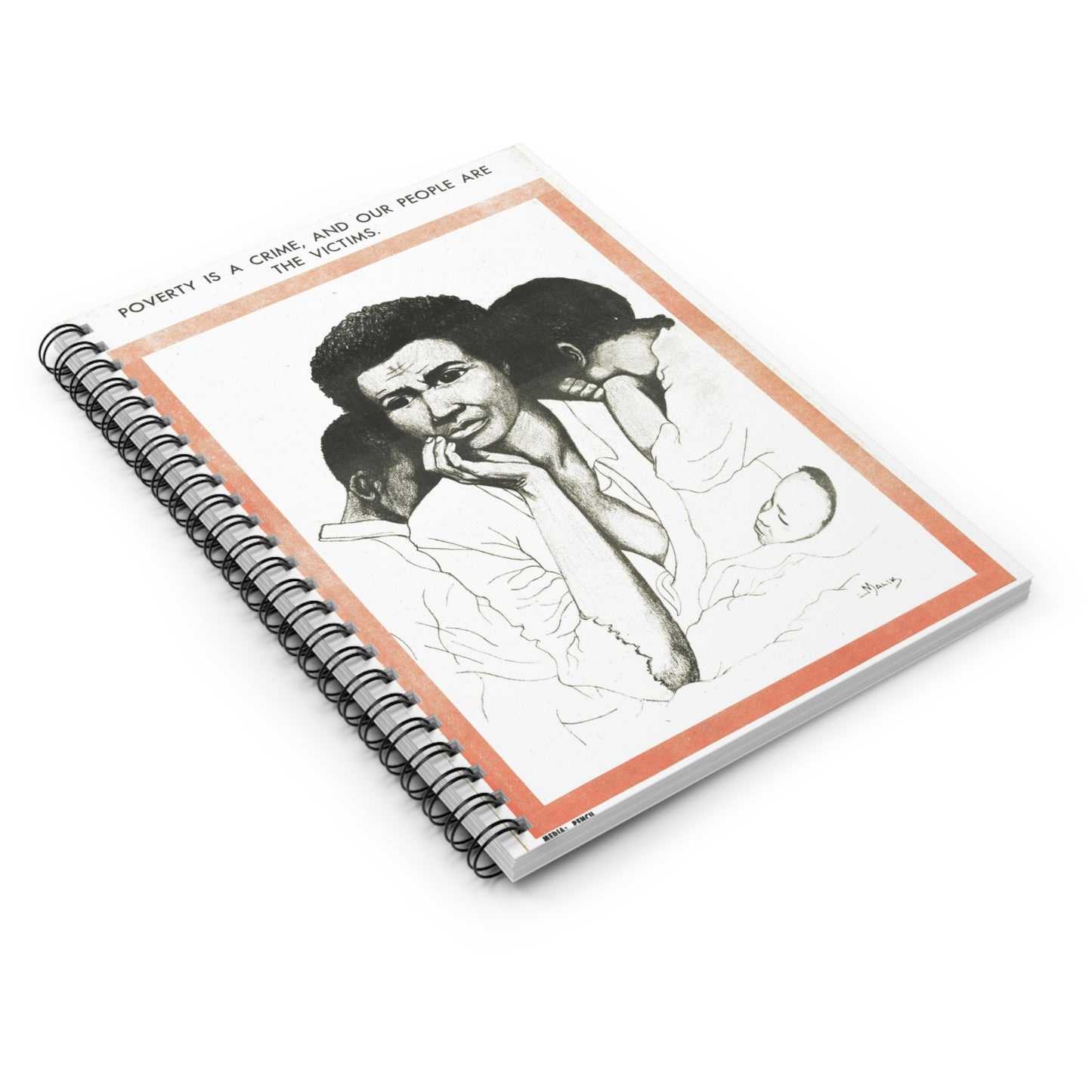 Black Panther Poverty Spiral Notebook, Education Art Civil Rights Memorabilia, Teaching Student Gifts